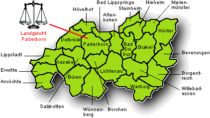 Karte des Landgerichtsbezirk Paderborn Karte des Landgerichtsbezirk Paderborn